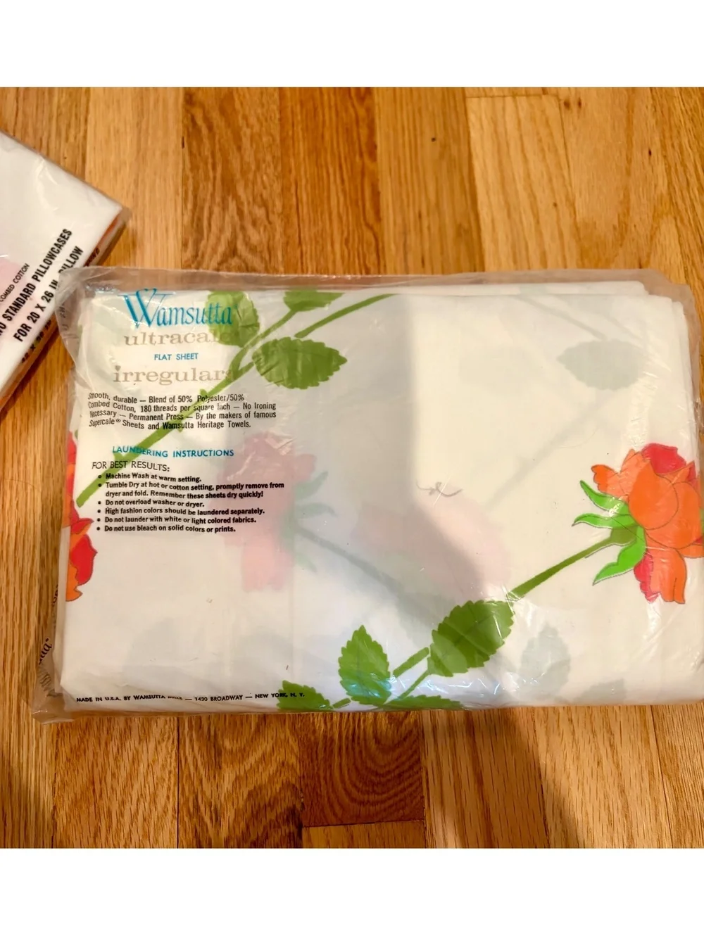 Vintage Wamsutta Ultracale Dior Rose Sheets Set Queen Double NOS Floral